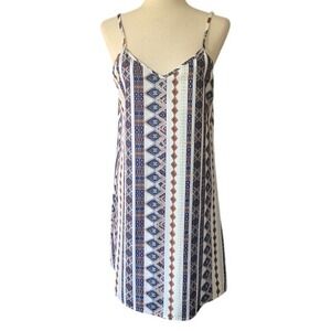 Boho Western Tribal Print Slip Dress M Aztec Festival Coastal Cowgirl Indie Chic